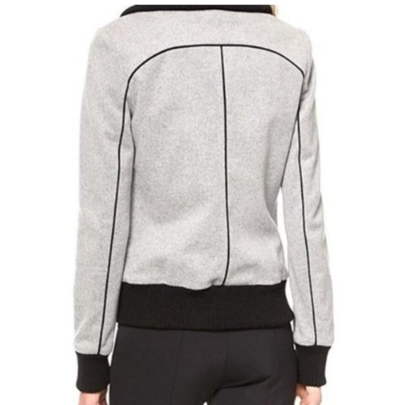 Veronica Beard Felted Wool Bomber Jacket in Gray and Black - Picture 3 of 13